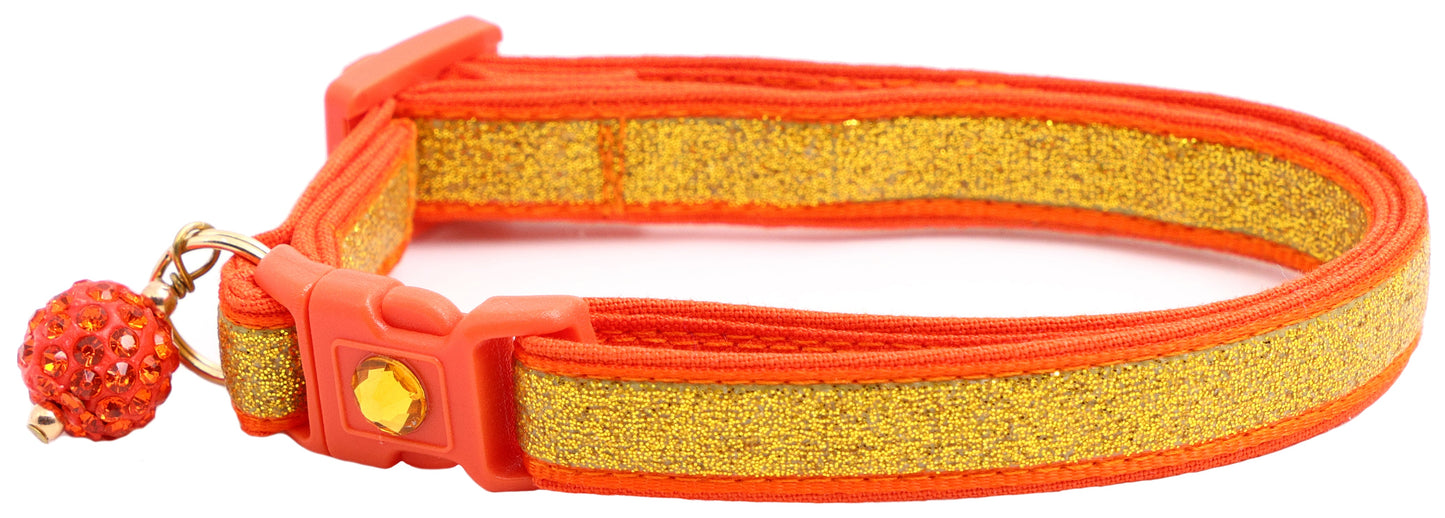 Gold Glitter Breakaway Cat Collar