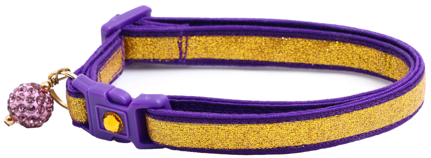 Gold Glitter Breakaway Cat Collar