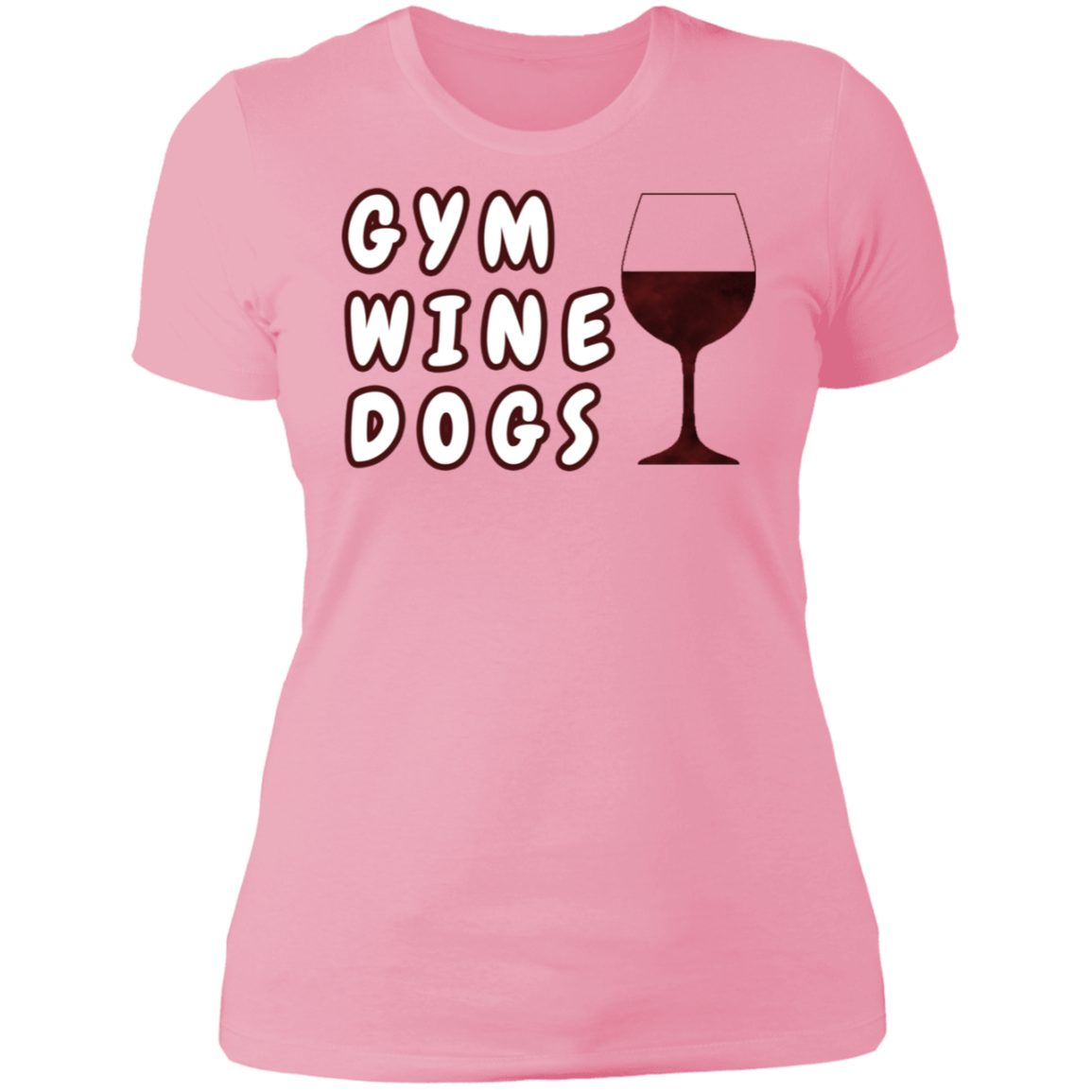 Ladies' Boyfriend T-Shirt Gym, Wine, Dogs