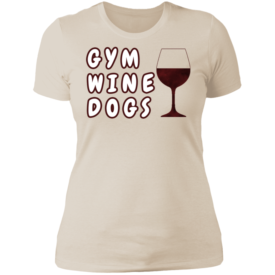 Ladies' Boyfriend T-Shirt Gym, Wine, Dogs