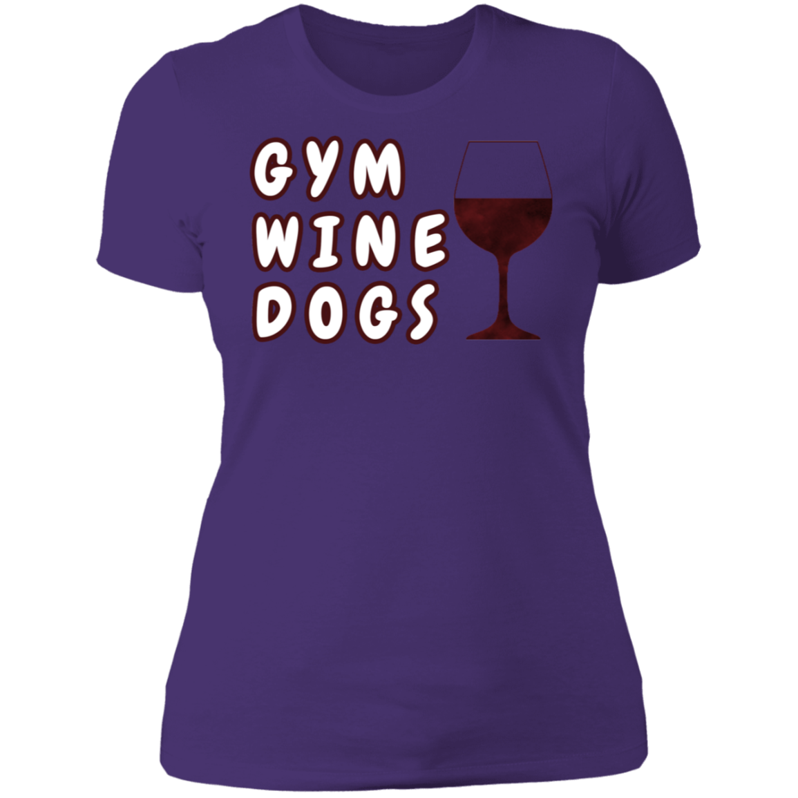 Ladies' Boyfriend T-Shirt Gym, Wine, Dogs
