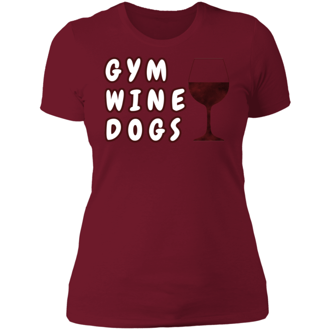 Ladies' Boyfriend T-Shirt Gym, Wine, Dogs