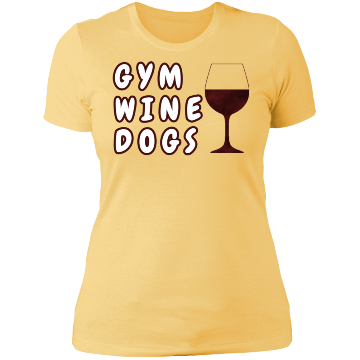 Ladies' Boyfriend T-Shirt Gym, Wine, Dogs