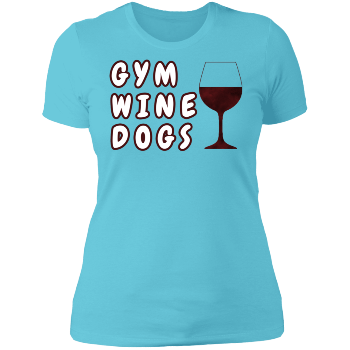 Ladies' Boyfriend T-Shirt Gym, Wine, Dogs