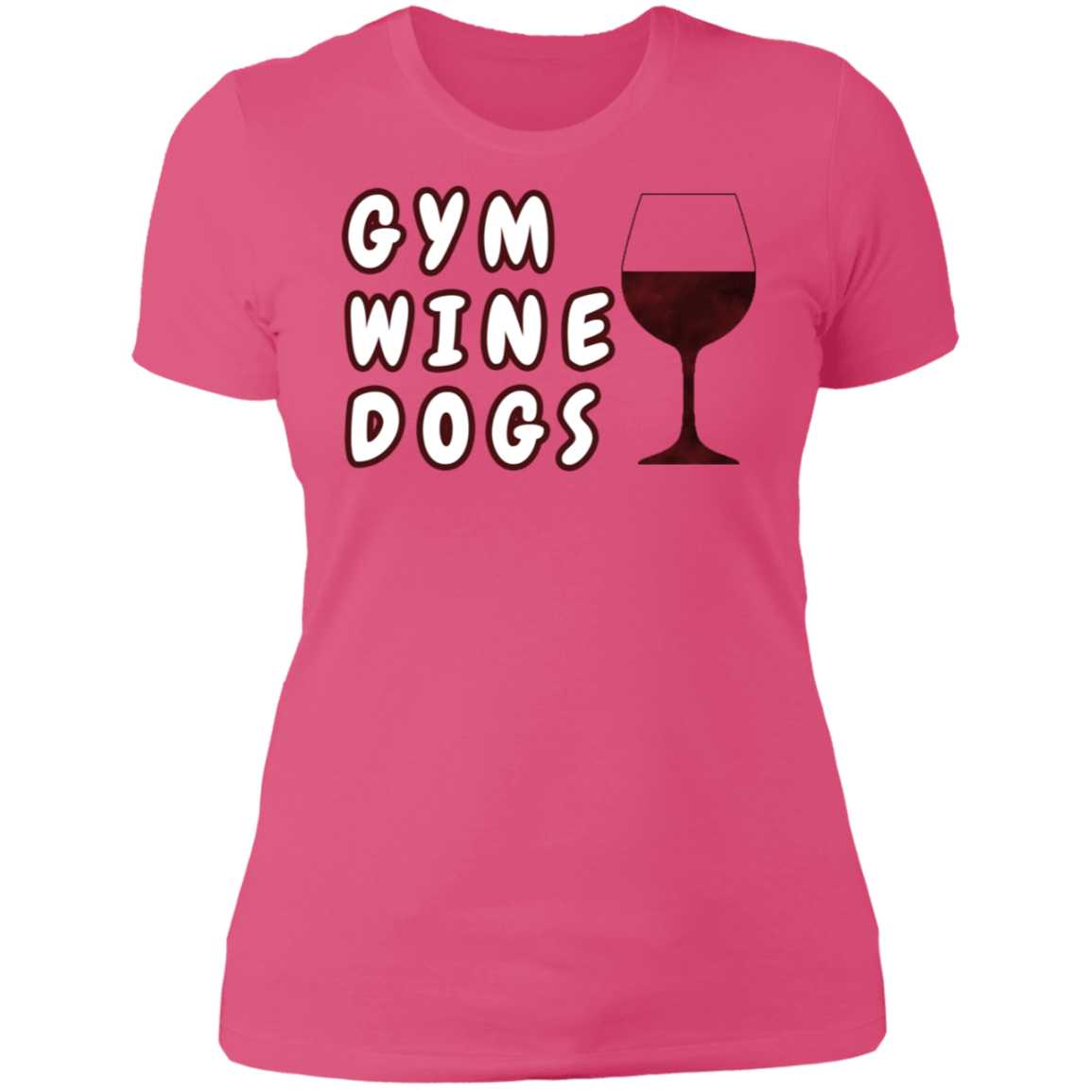 Ladies' Boyfriend T-Shirt Gym, Wine, Dogs