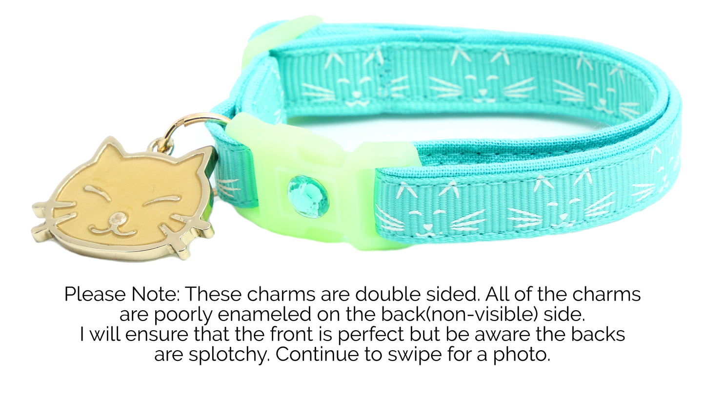 Glowing Cat Faces Breakaway Cat Collar