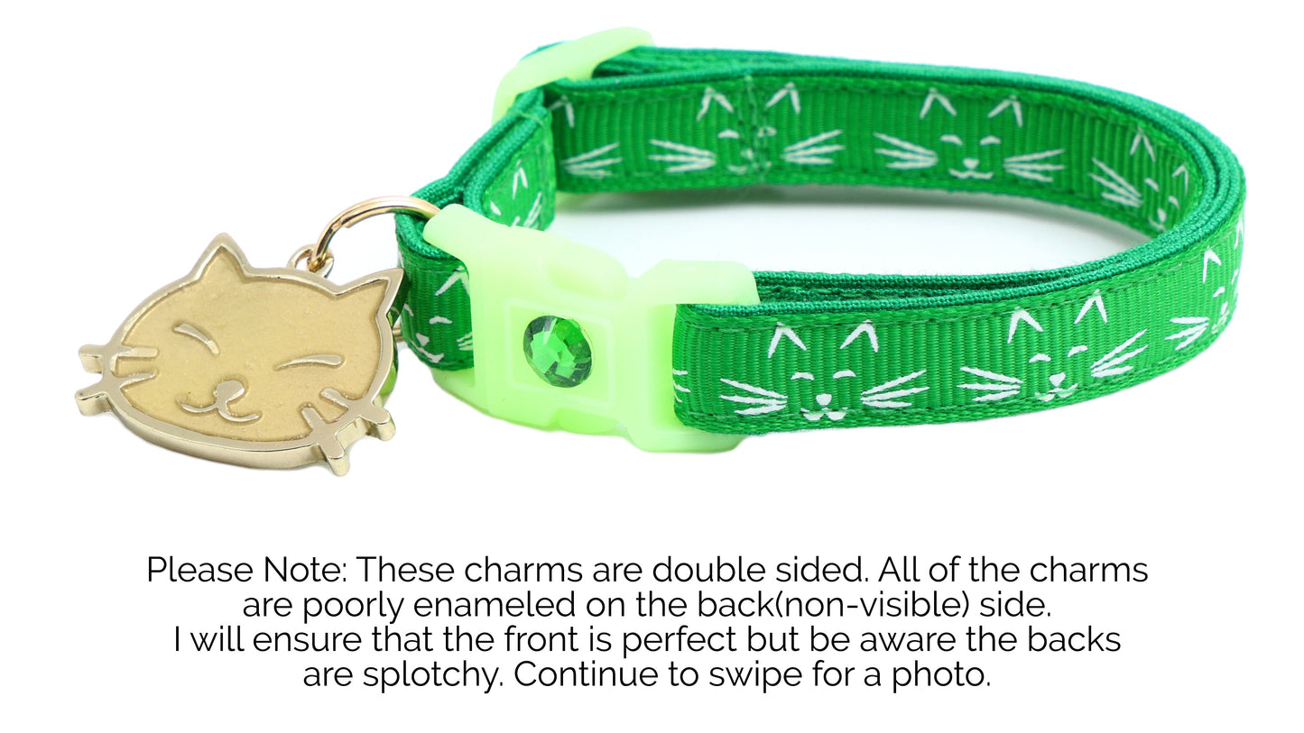 Glowing Cat Faces Breakaway Cat Collar