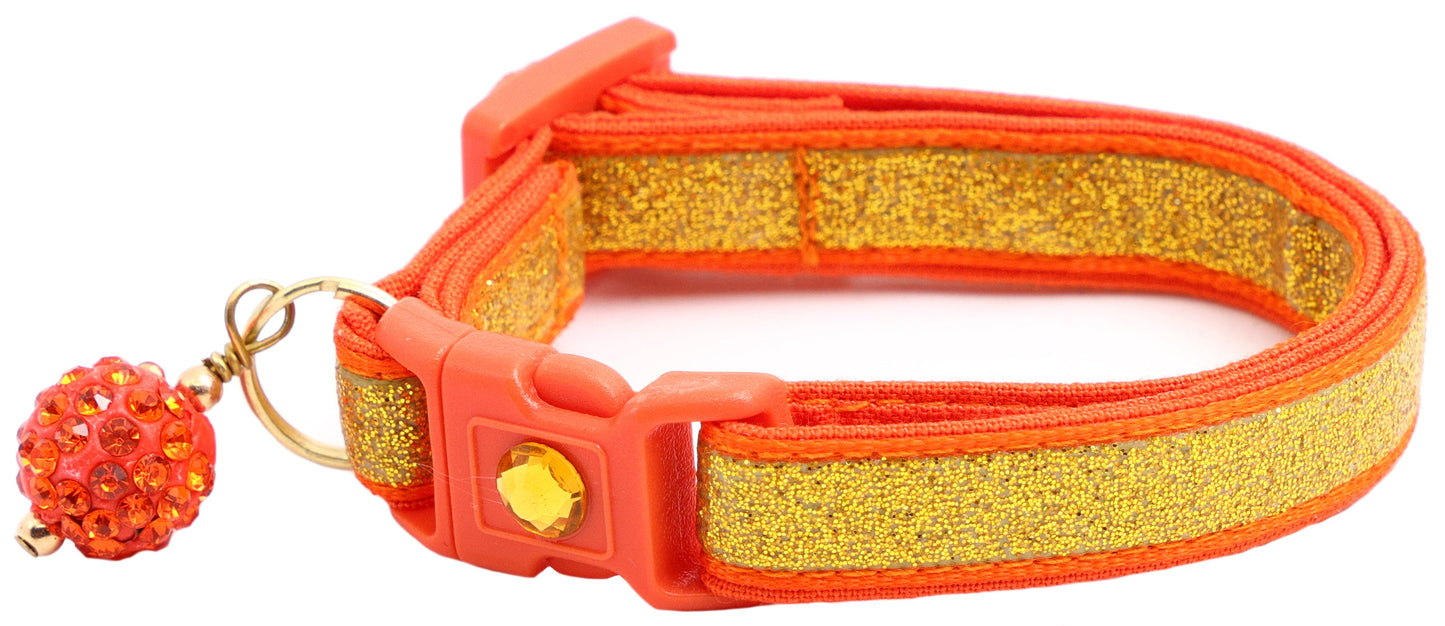 Gold Glitter Breakaway Cat Collar