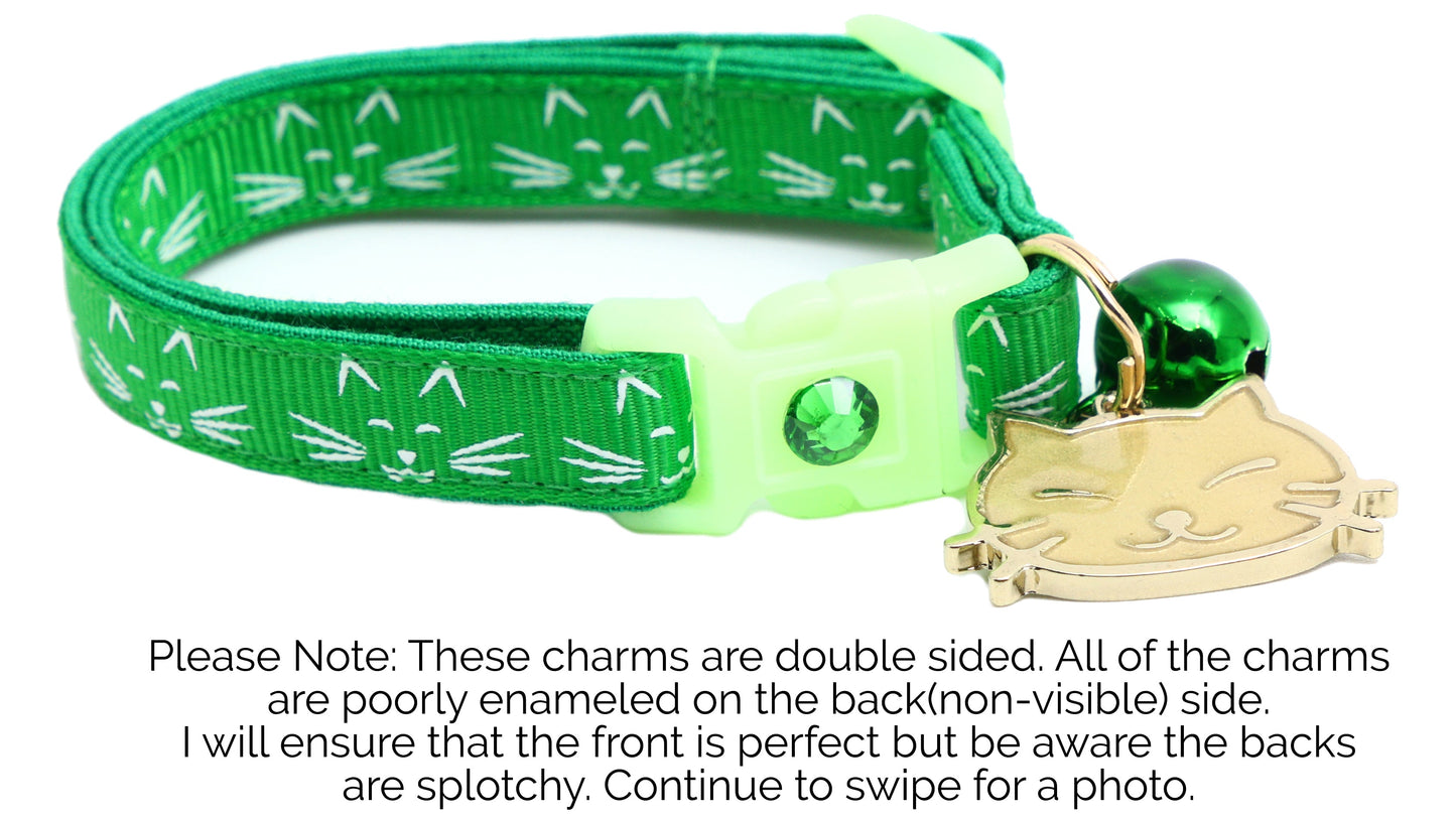 Glowing Cat Faces Breakaway Cat Collar
