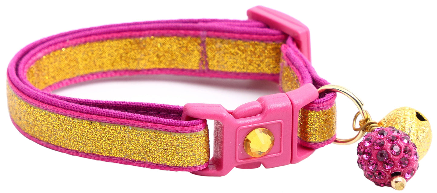 Gold Glitter Breakaway Cat Collar