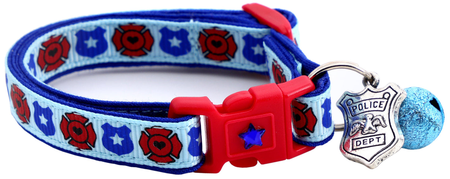 Fire and Police Badges Cat Collar