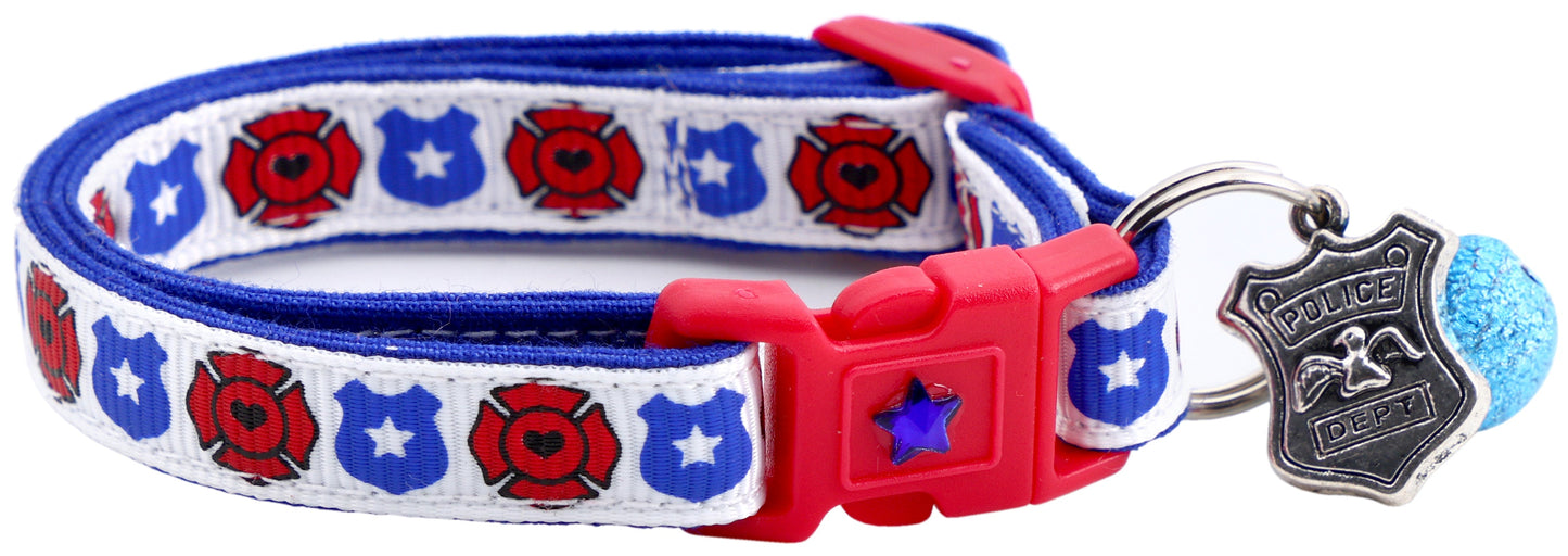 Fire and Police Badges Cat Collar