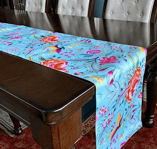 Elegant Handmade Printed Table Runner 13X71 Inches