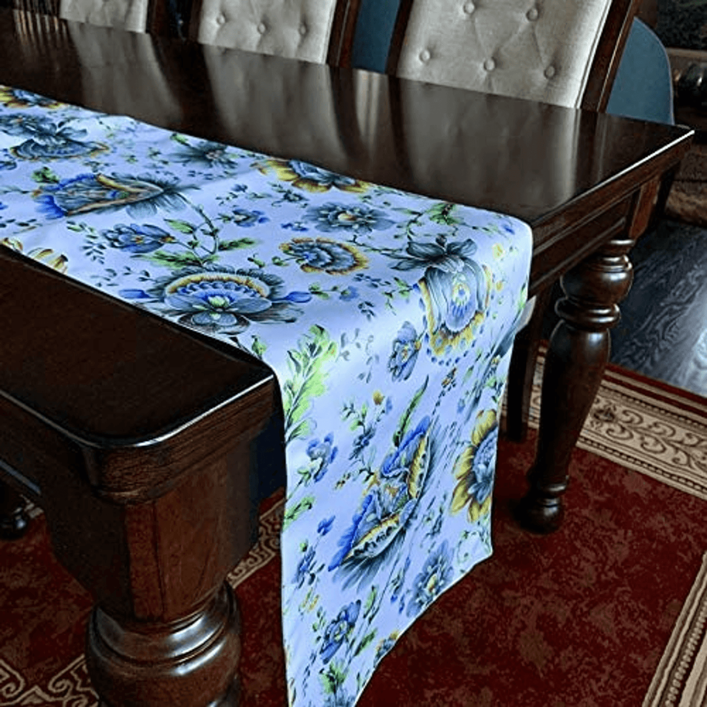 Elegant Handmade Printed Table Runner 13X71 Inches