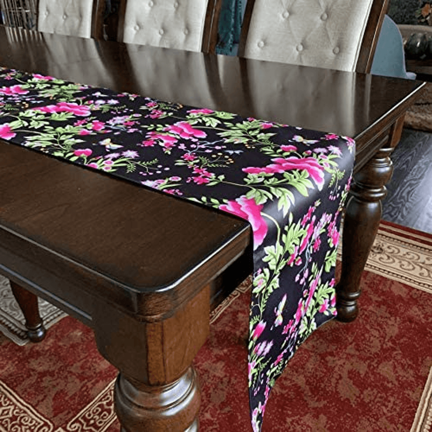 Elegant Handmade Printed Table Runner 13X71 Inches