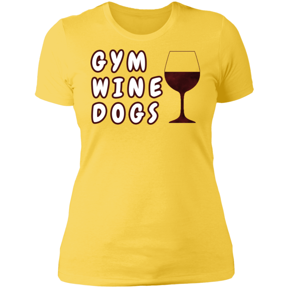 Ladies' Boyfriend T-Shirt Gym, Wine, Dogs