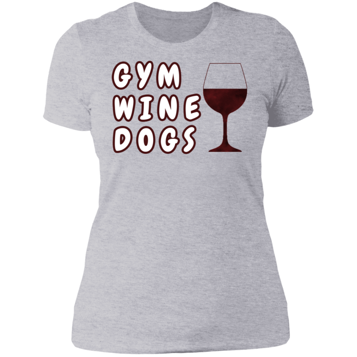 Ladies' Boyfriend T-Shirt Gym, Wine, Dogs