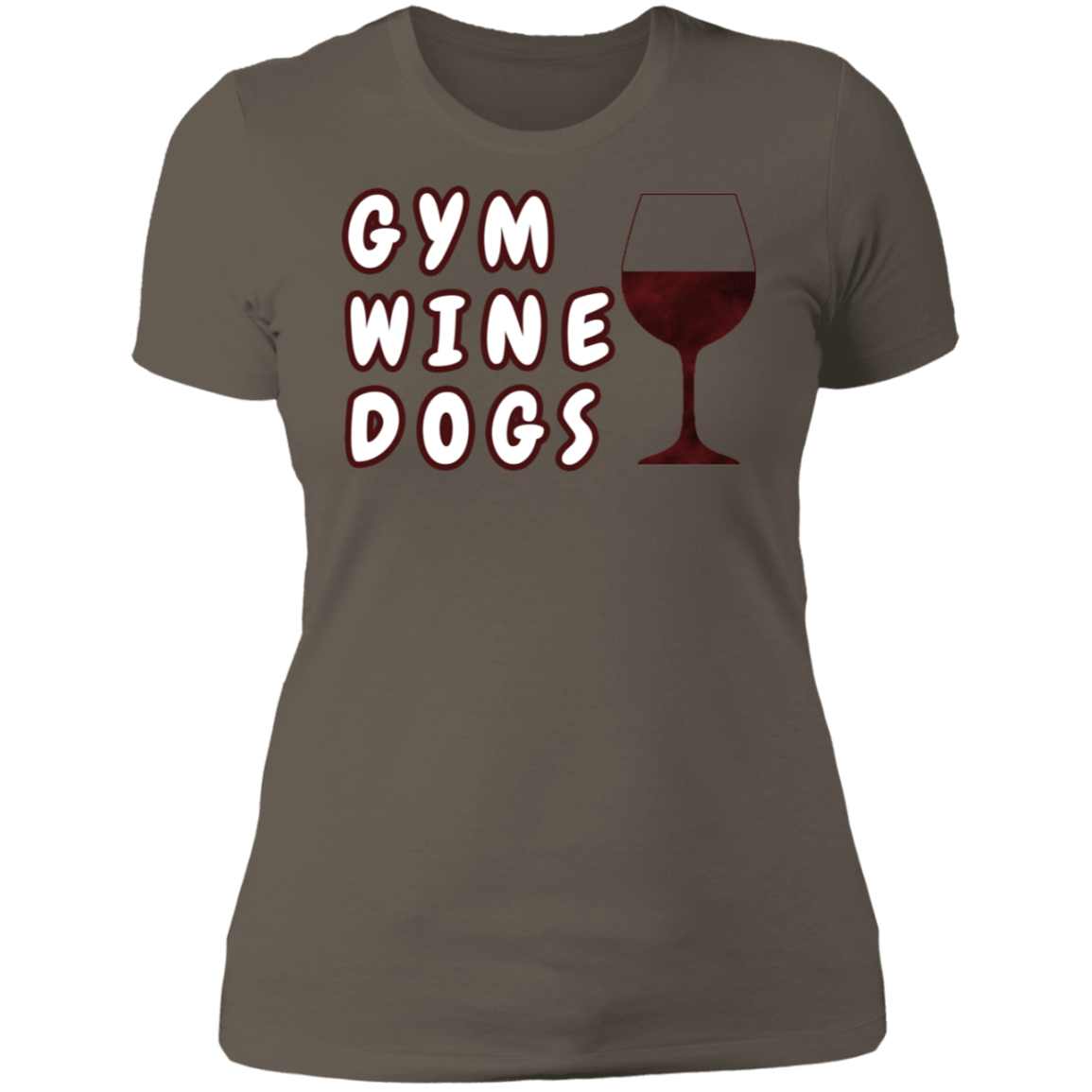 Ladies' Boyfriend T-Shirt Gym, Wine, Dogs