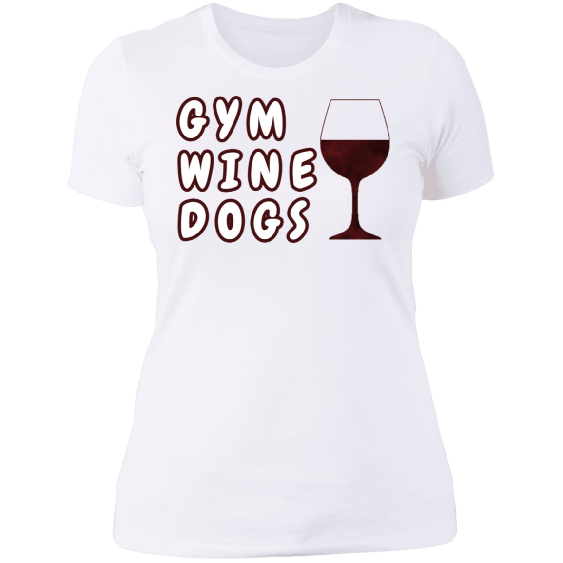 Ladies' Boyfriend T-Shirt Gym, Wine, Dogs