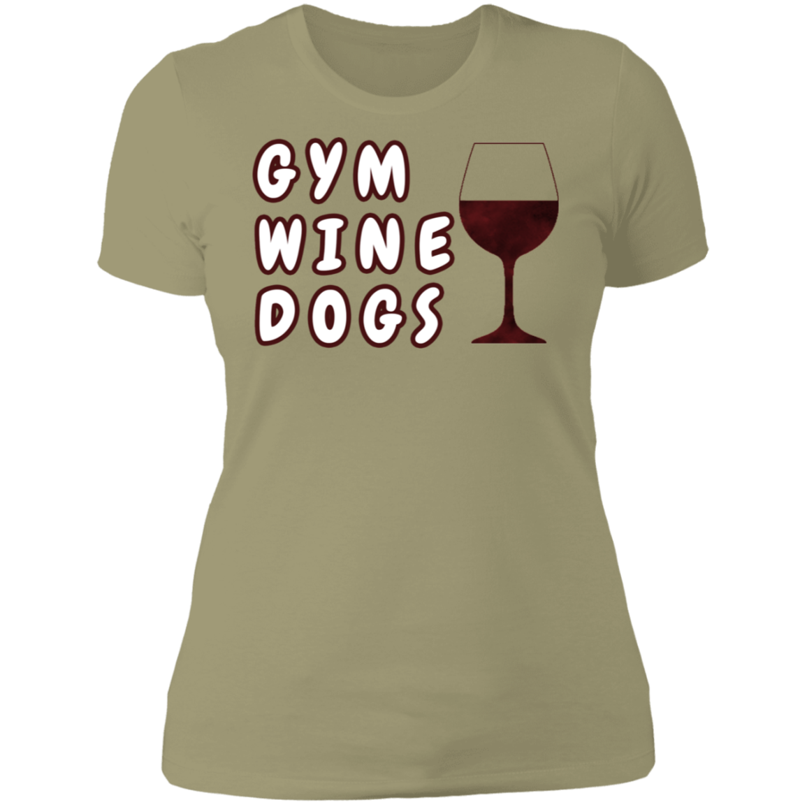 Ladies' Boyfriend T-Shirt Gym, Wine, Dogs