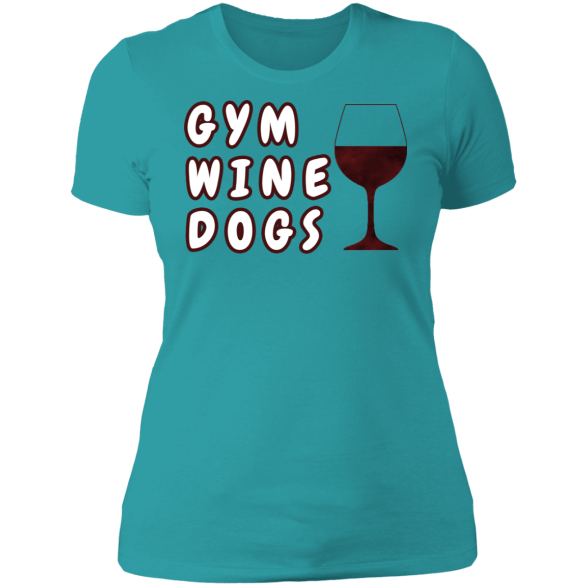 Ladies' Boyfriend T-Shirt Gym, Wine, Dogs