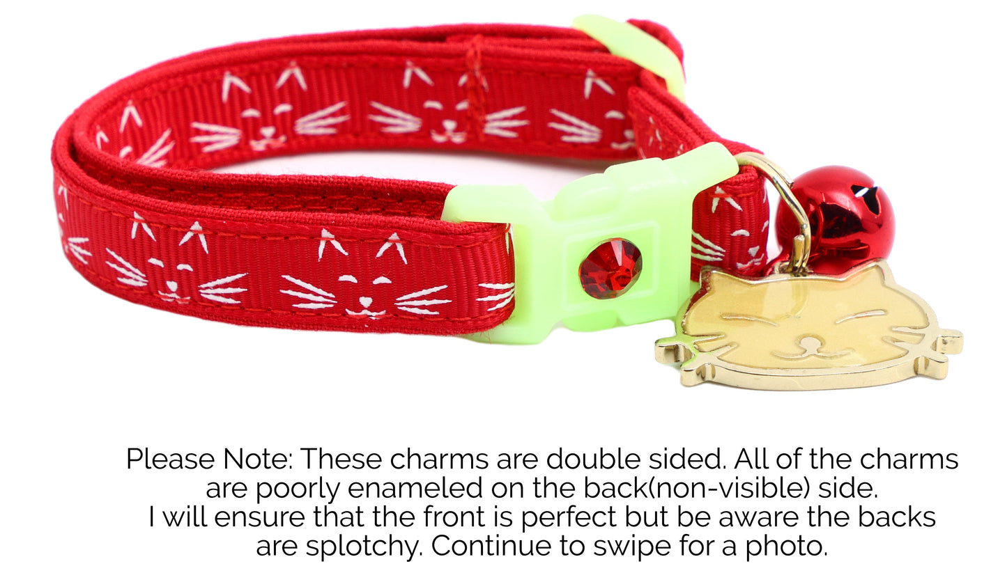 Glowing Cat Faces Breakaway Cat Collar
