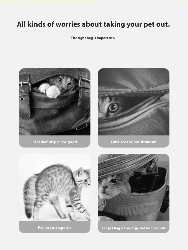 Crossbody breathable dog folding pet bag, large capacity pet supplies wholesale, cross-border exclusive portable cat bag