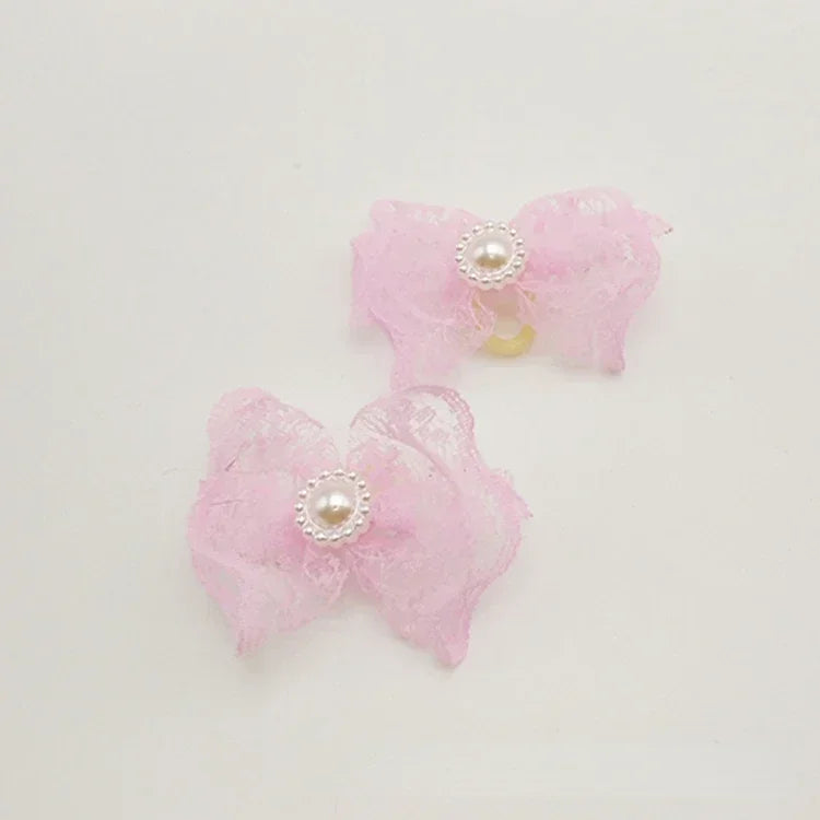 Pet Rubber Band Head Jewelry Non-elastic Lace Lace Rice Lace Bow Rubber Band Head Flower Pet Supplies Small Dog Accessories