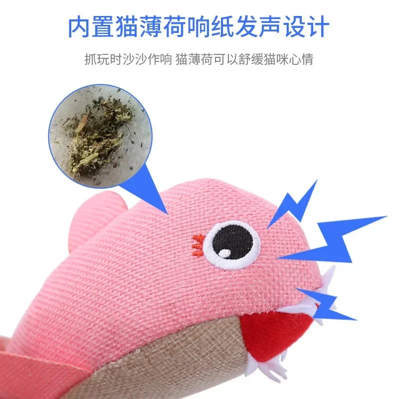 New linen series plush cat toy Shark family contains sound paper bite resistant interactive play pet supplies