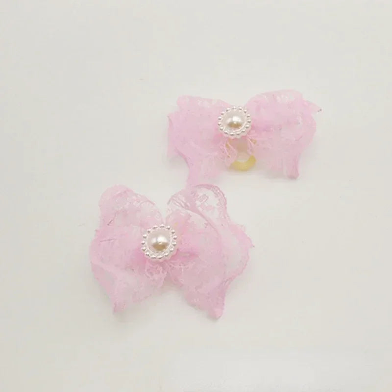 Pet Rubber Band Head Jewelry Non-elastic Lace Lace Rice Lace Bow Rubber Band Head Flower Pet Supplies Small Dog Accessories