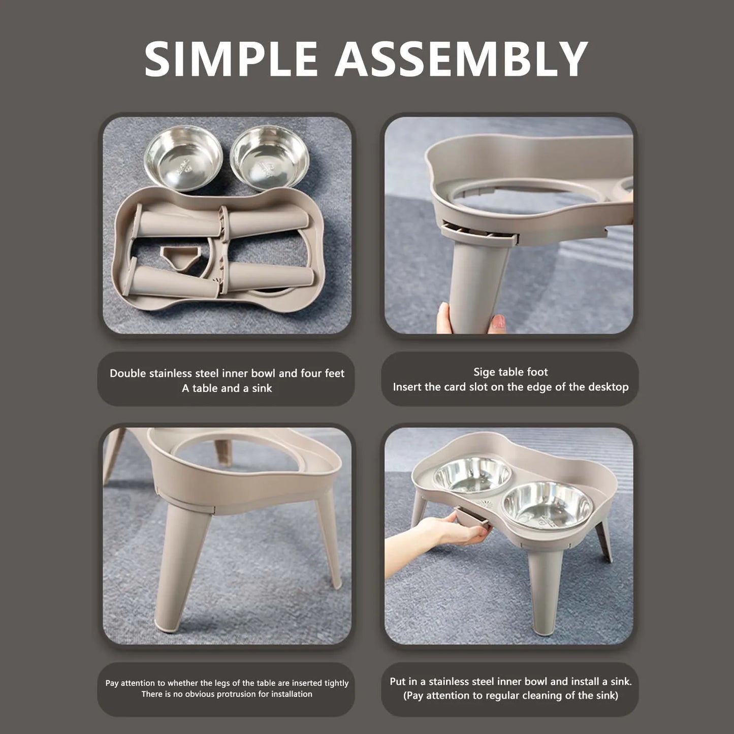 Stainless Steel Elevated Dog Bowl Non-Slip and No Spill Design Bowl Pet Supplies for Small Medium Large Dogs