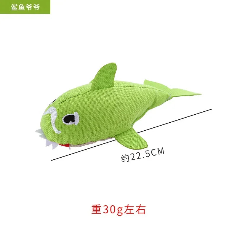 New linen series plush cat toy Shark family contains sound paper bite resistant interactive play pet supplies