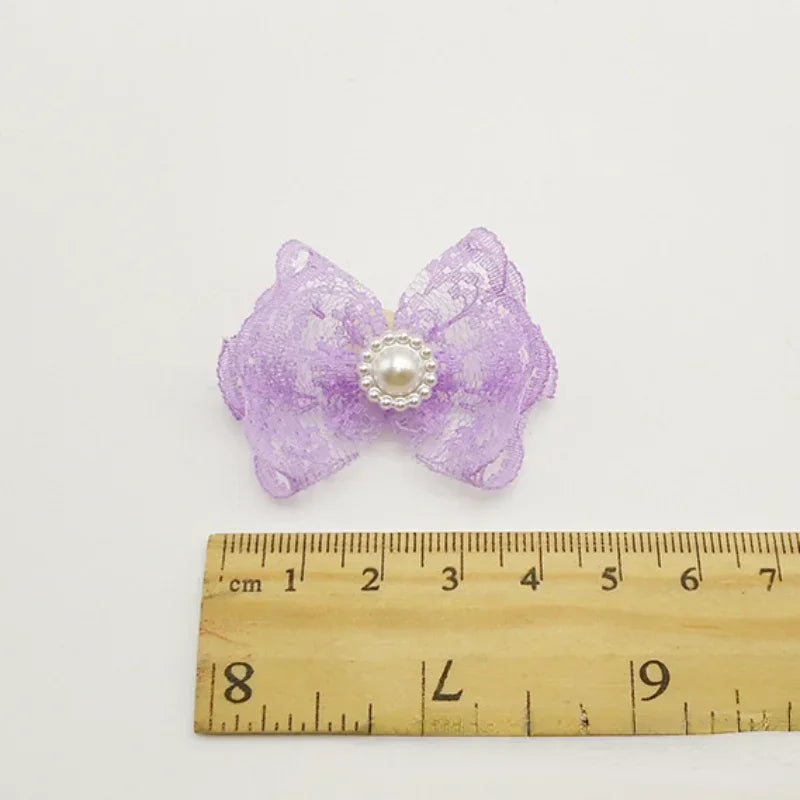 Pet Rubber Band Head Jewelry Non-elastic Lace Lace Rice Lace Bow Rubber Band Head Flower Pet Supplies Small Dog Accessories