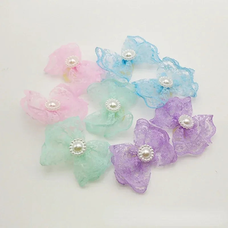 Pet Rubber Band Head Jewelry Non-elastic Lace Lace Rice Lace Bow Rubber Band Head Flower Pet Supplies Small Dog Accessories
