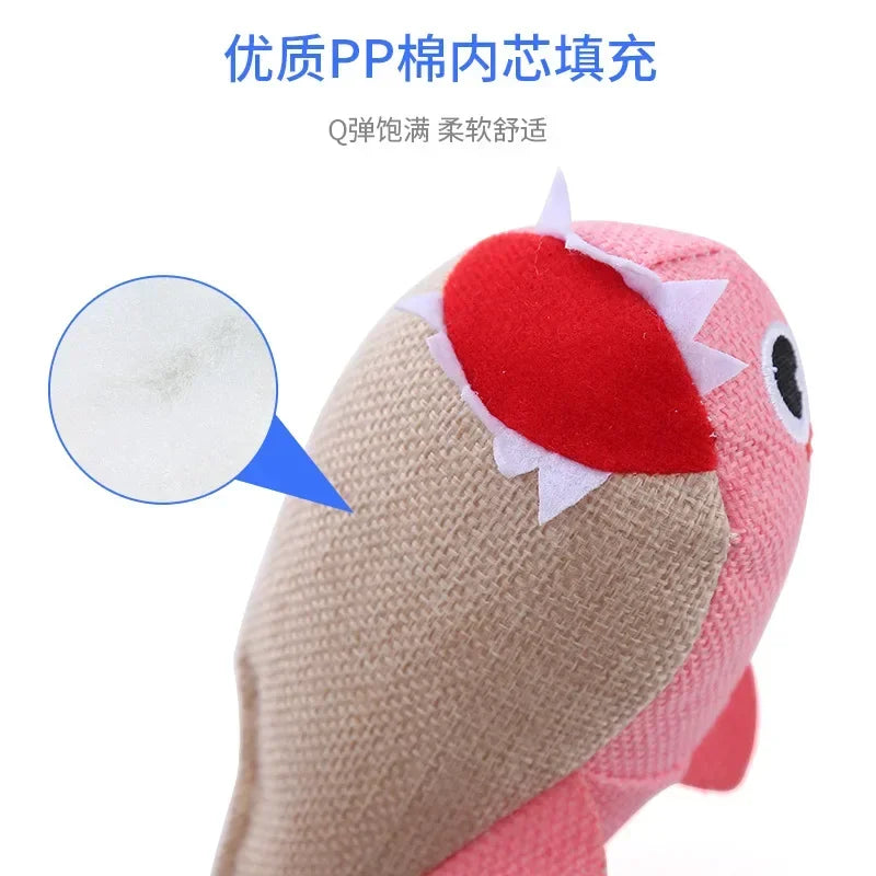 New linen series plush cat toy Shark family contains sound paper bite resistant interactive play pet supplies