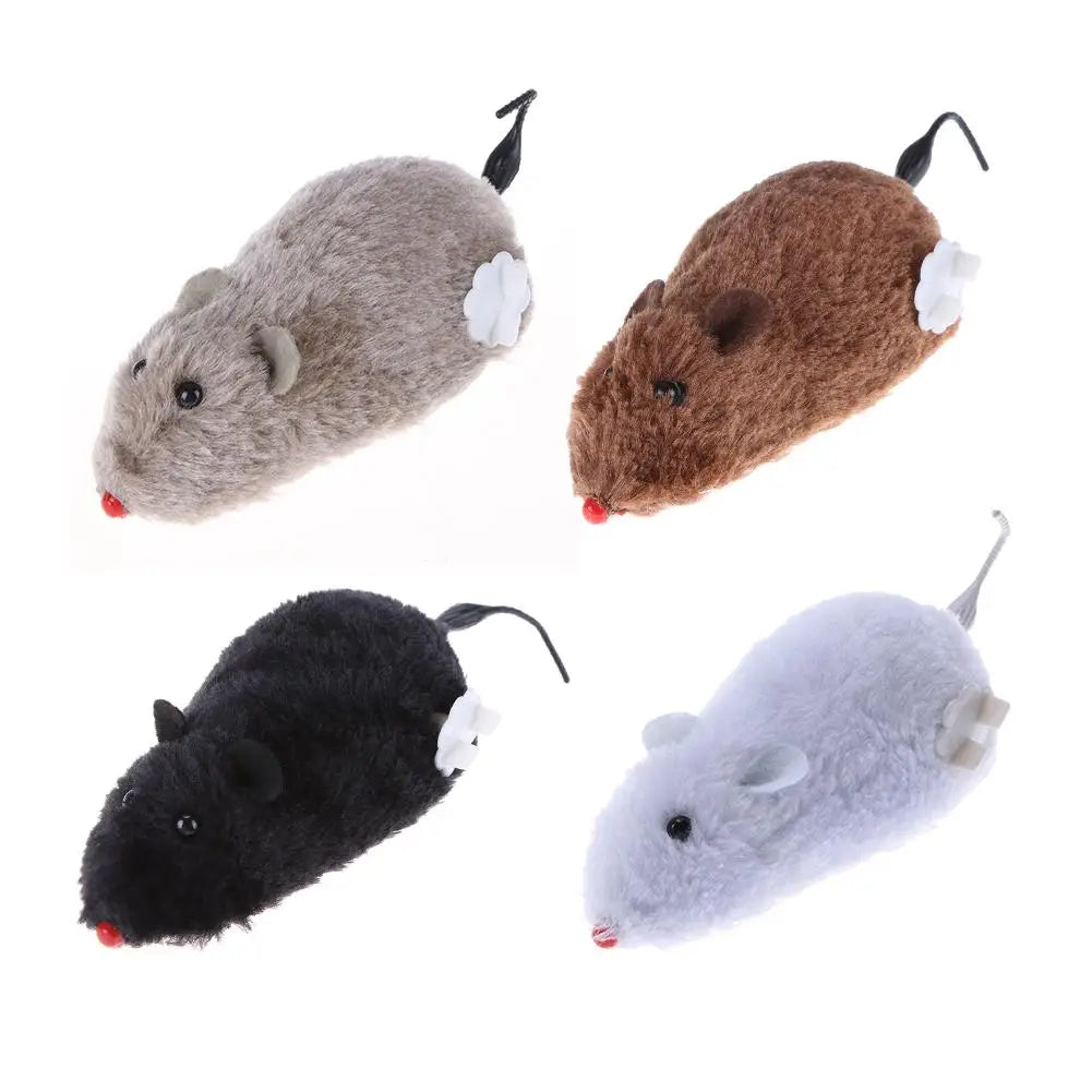 Kitten Clockwork Spring Mouse Plush TPR Cat Mechanical Motion Running Rat Toys Pet Supplies Interactive Playing Doll
