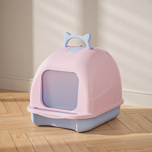 Large Cat Litter Box with Lid Closed Kitten Litter Pan with Litter Scoop Cat Enclosed Toilet Spacious Interior Pet Supplies
