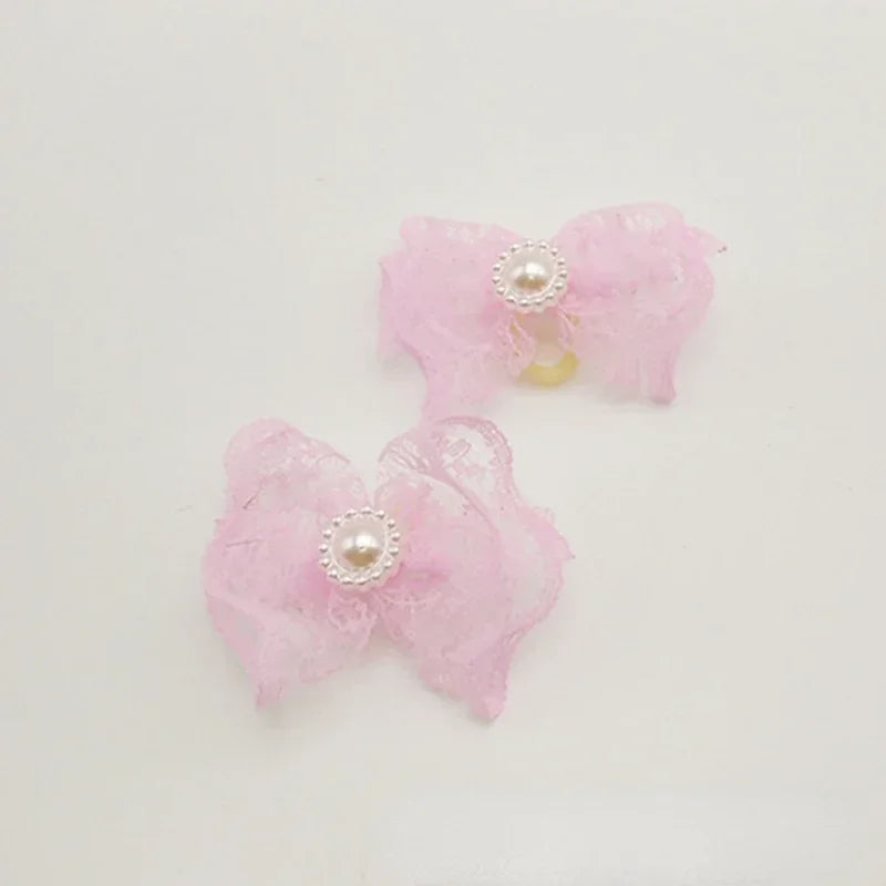 Pet Rubber Band Head Jewelry Non-elastic Lace Lace Rice Lace Bow Rubber Band Head Flower Pet Supplies Small Dog Accessories