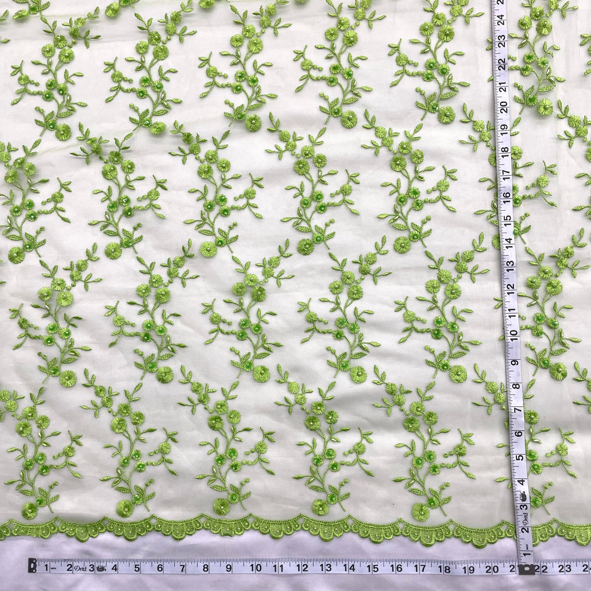 Beaded Lace Fabric Embroidered on 100% Polyester Net Mesh | Lace USA - 40103W-BP-3
