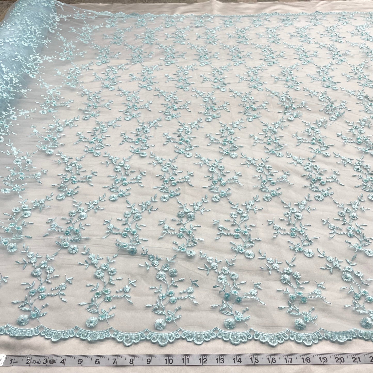 Beaded Lace Fabric Embroidered on 100% Polyester Net Mesh | Lace USA - 40103W-BP-4