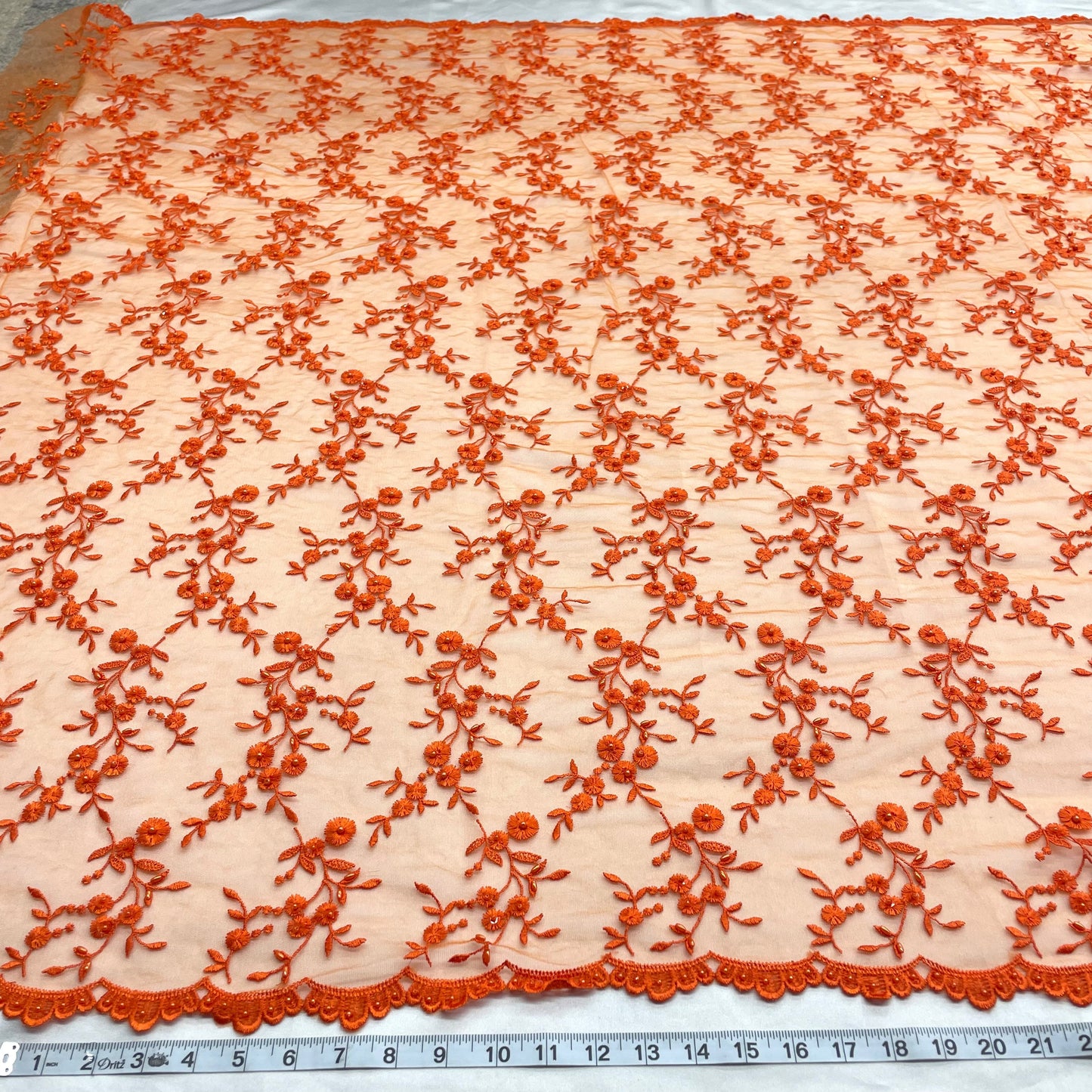 Beaded Lace Fabric Embroidered on 100% Polyester Net Mesh | Lace USA - 40103W-BP-5